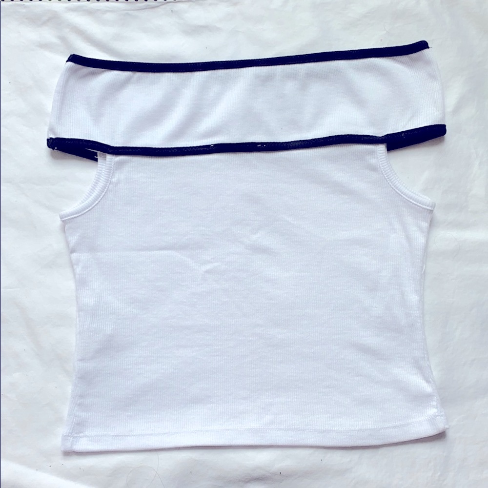 Zara black and white off shoulder crop top